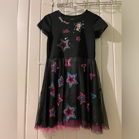 LOL Surprise Black Star Dress-large 10/12 like new - Picture 1 of 7